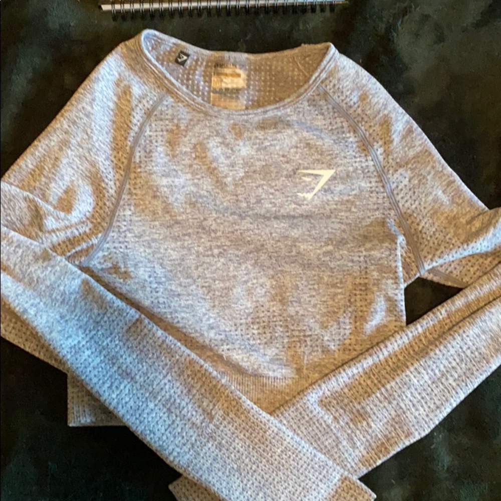 Gymshark viral long sleeve crop top - steel blue